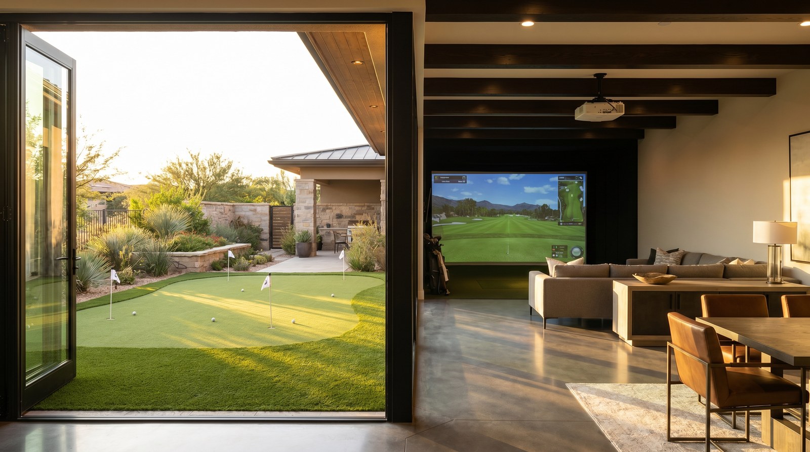 Putting green residencial premium en México vs simulador de golf indoor para casa