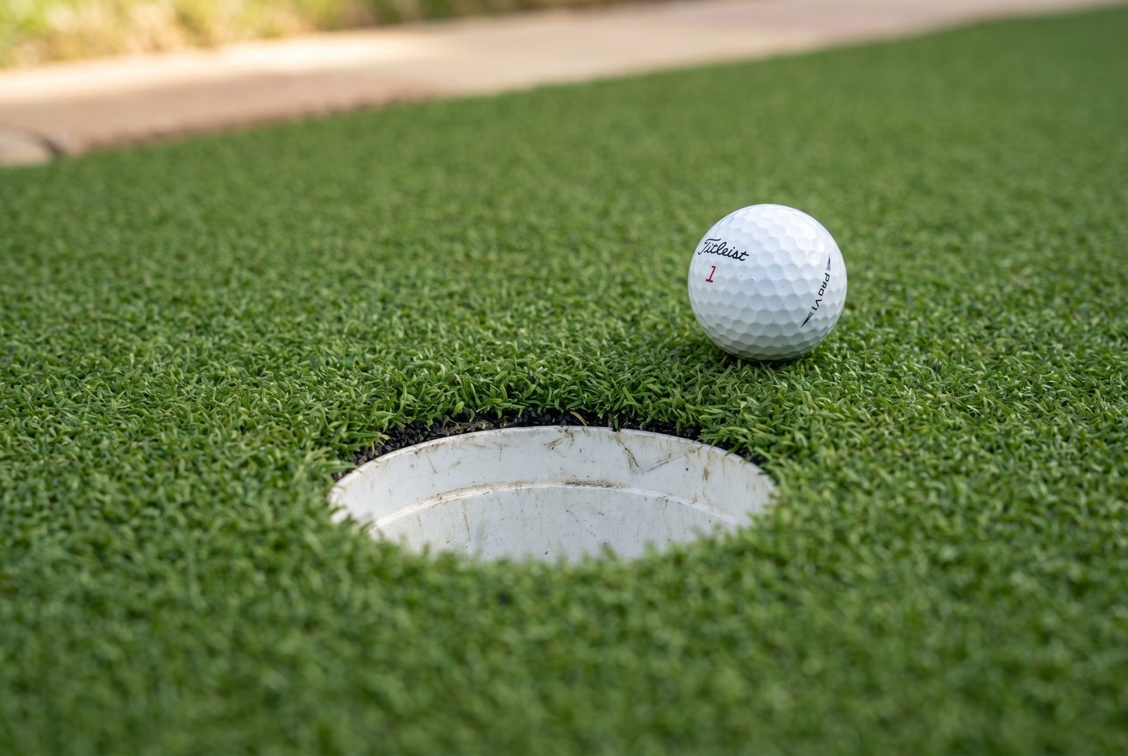 Detalle del pasto sintético putting green Hole One Greens — costo por metro cuadrado México