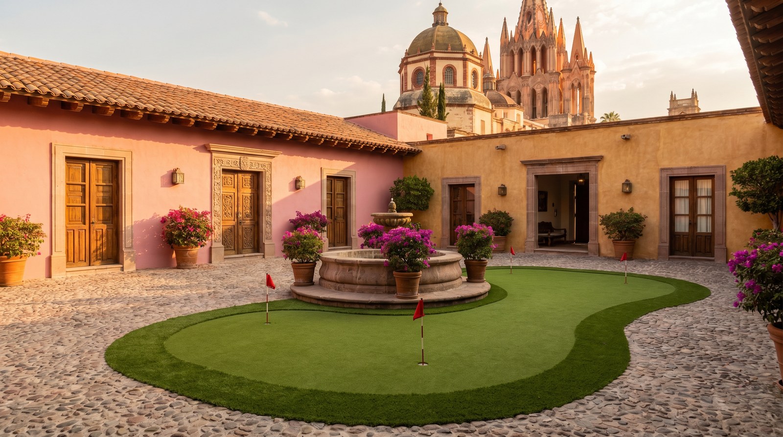 Putting green premium instalado en casa colonial restaurada de San Miguel de Allende Guanajuato
